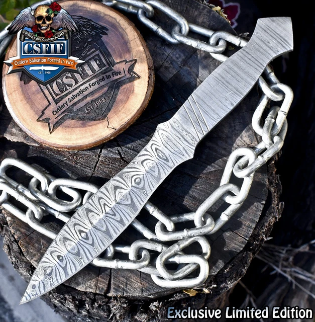 CSFIF Hand Forged Knife USA Damascus Blank Blade Wootz EDC Veterans Gift