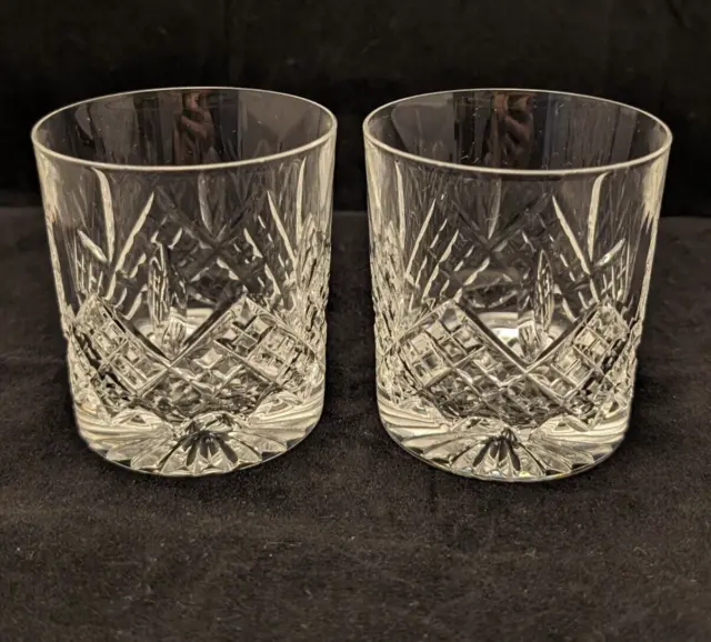 2 x Edinburgh Crystal Montrose Pattern 6oz Whiskey Tumbler Glass 3" 7.7cm Tall