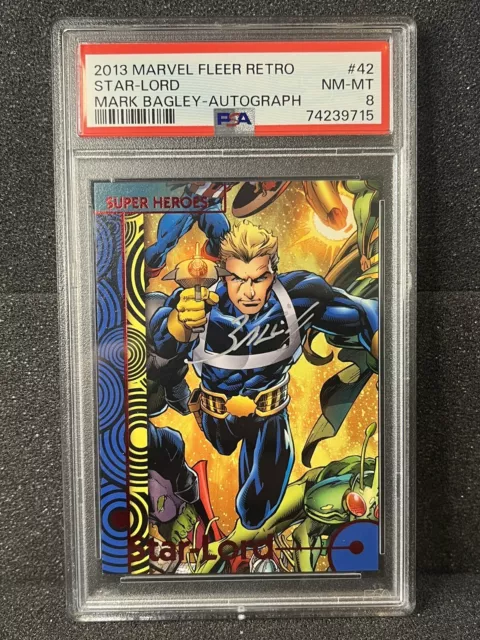 2013 Marvel Fleer Retro Star-Lord Mark Bagley Autograph PSA 8 Auto 