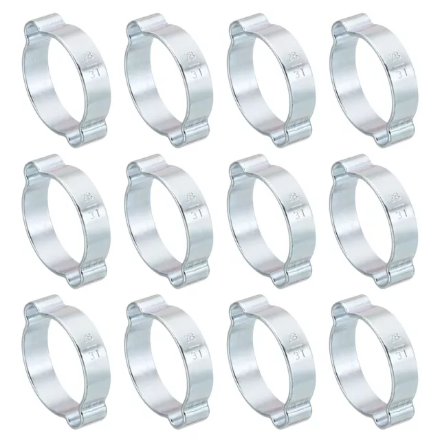 Confezione da 10 Morsetto Tubo Doppio Orecchio 28-31mm, Anelli Crimpante Acciaio Zincato