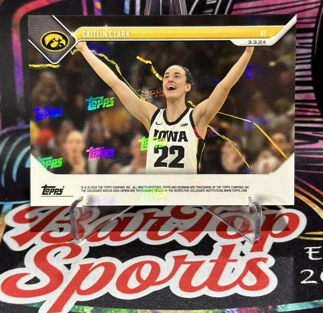 CAITLIN CLARK ALLTIME NCAA Scoring Record 2024 Topps Now Bowman U 61