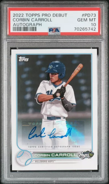 2022 Topps Pro Debut Autograph Corbin Carroll #PD-73 PSA 10 GEM MT Auto