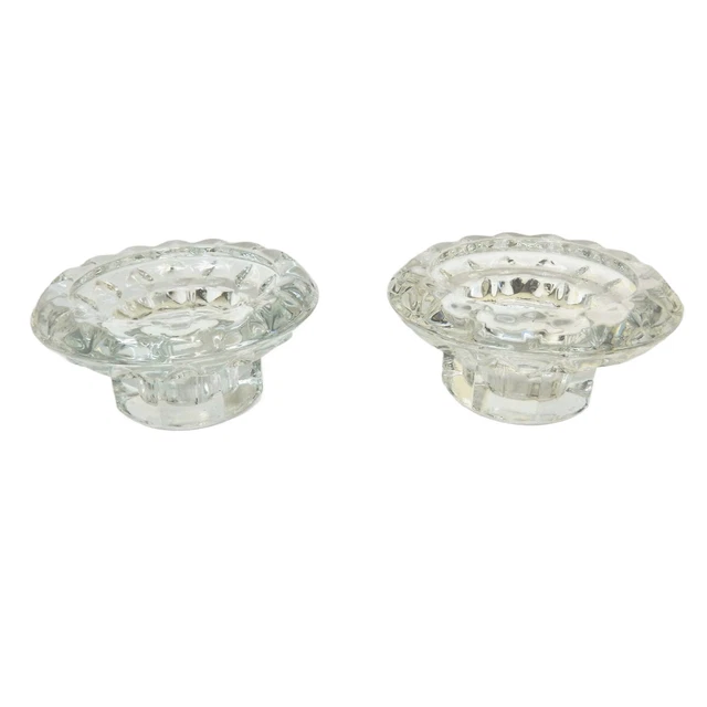 Lot De 3 Bougeoirs Vintage En Cristal Transparent – Déco Fleurie – Reims