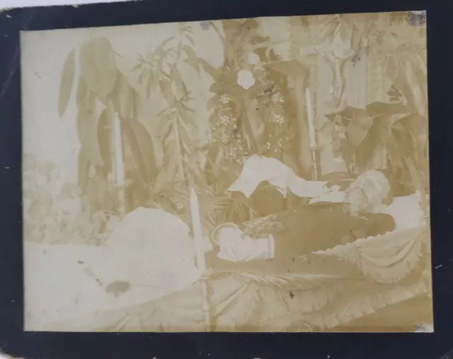 Post Mortem Cabinet Card young man in casket Victorian Mourning MOMENTO MORI