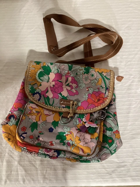 NWOT SAKROOTS Orange Floral Crossbody Boho Purse Convertible Backpack Bag