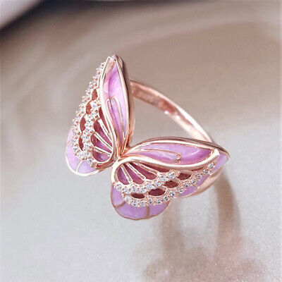 Butterfly Dragonfly Rings Silver Gold Couple Jewelry Gifts For Women Size 6-10