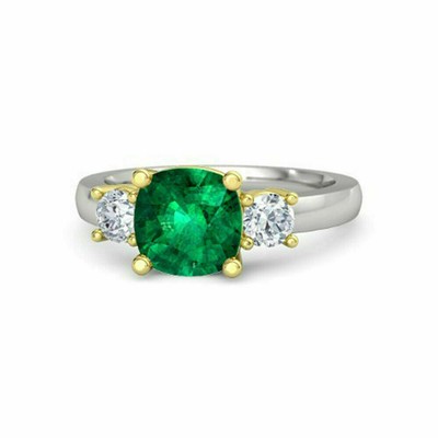 0.91 CT Émeraude Véritable Diamant Mariage Alliance Solide 950 Platine Size 7 8 