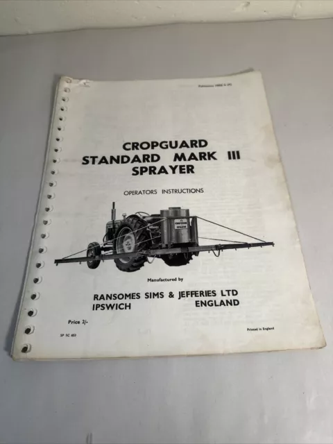 Cropguard Standard Mark III Sprayer Operators Instructions Randomes Sims Farm