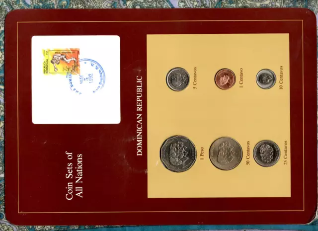 Coin Sets of All Nations Dominican 1983-1987 UNC 1 Peso 1983 5K Mint No tower