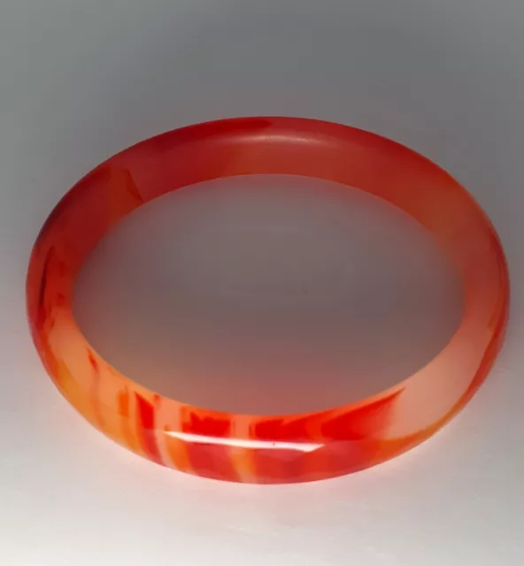 Vintage Chinese Natural Carnelian Faceted Jade Hardstone Bangle Bracelet~Grade A