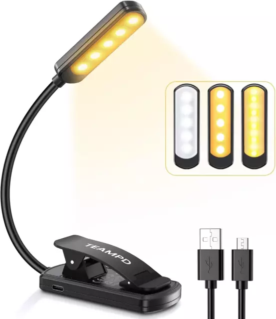 Luce Da Lettura, USB Ricaricabile Lampada Da Lettura, 10 Leds 3 Modalità 100-10%