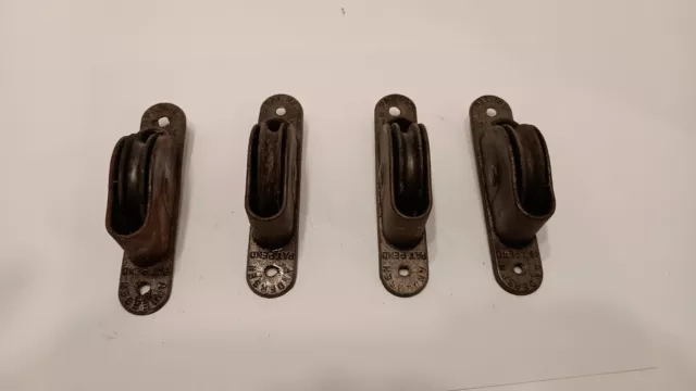 4 Antique Super Duty Andersen Cast iron old window sash pulleys 3