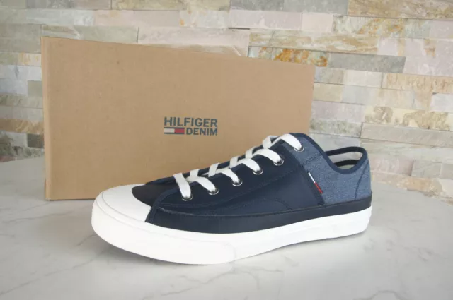 Tommy Hilfiger Tg. 41 Sneakers Scarpe con Lacci Scarpe Victor Blu Nuovo Origin.