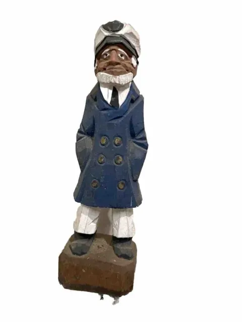 Vintage Hand Carved Wooden Sea Captain / Sailor Man 8”