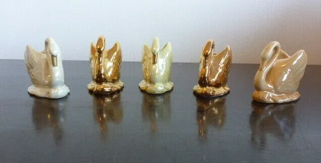  Wembley Ware Australia 5 Swans Toothpick Holders - 4 With Stickers