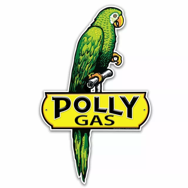 Polly Gas Parrot Bird 14" Heavy Duty Usa Made Metal Gasoline Advertising Sign