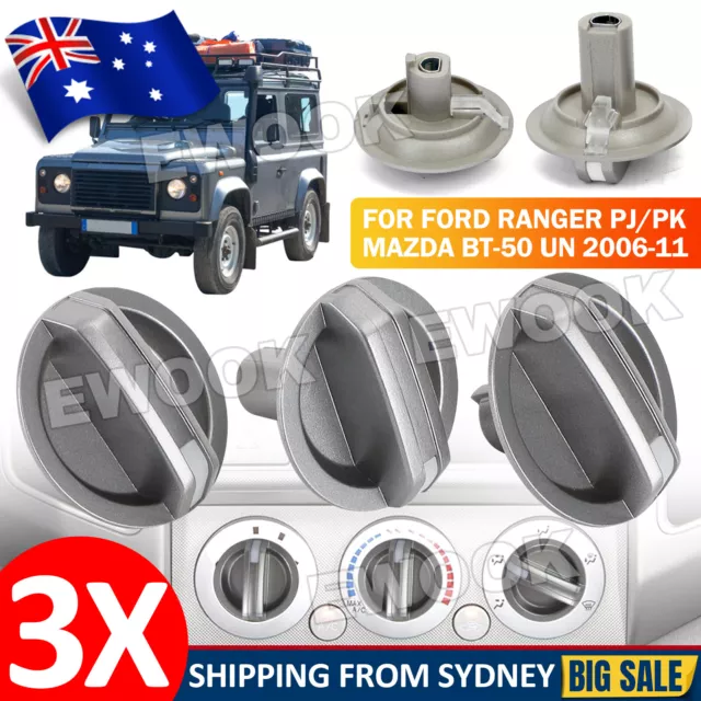3x AC Heater Fan Control Knobs Fit For Ford Ranger PJ PK Mazda BT-50 2006-2011