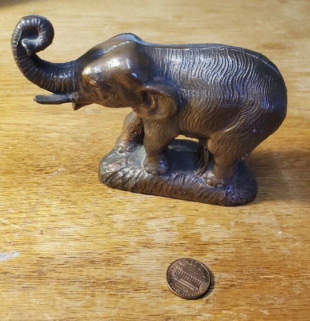 Vintage Antique Style Bronze Cast Metal Elephant Sculpture Figurine