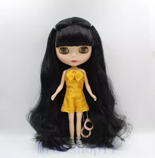 12" Neo Blythe Doll from factory Nude Long Black bang curly hair + sleeping eyes