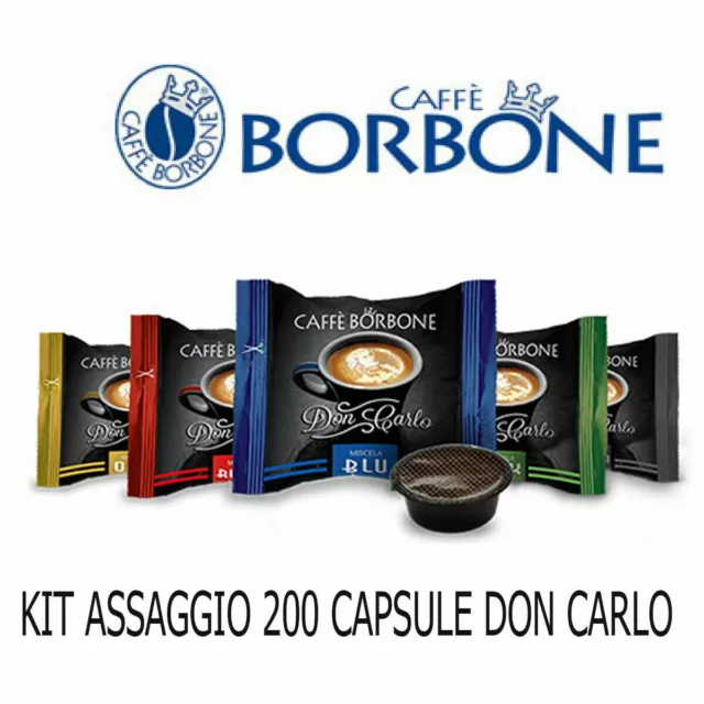 Kit 200 Capsule Cialde Borbone Blu Oro Nera Rossa Dek Compatibile Don Carlo Bio