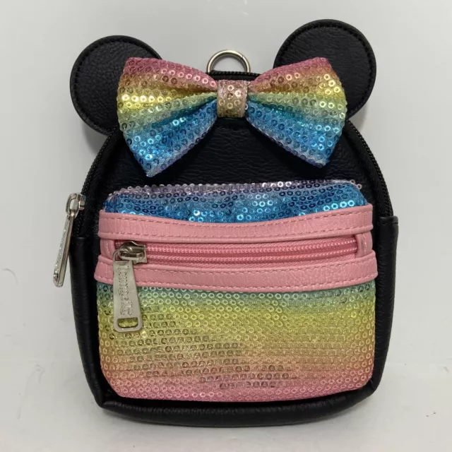 Disney Parks Minnie Sequined Pastel Rainbow Mini Wristlet Loungefly - No Strap