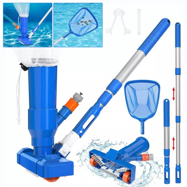 Poolsauger Staubsauger Set Pool Skimmer Kescher Bodensauger mit Teleskopstange