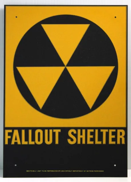 NOS Vintage Fallout Shelter Sign 10" X 14" Galvanized Metal - Free US Shipping