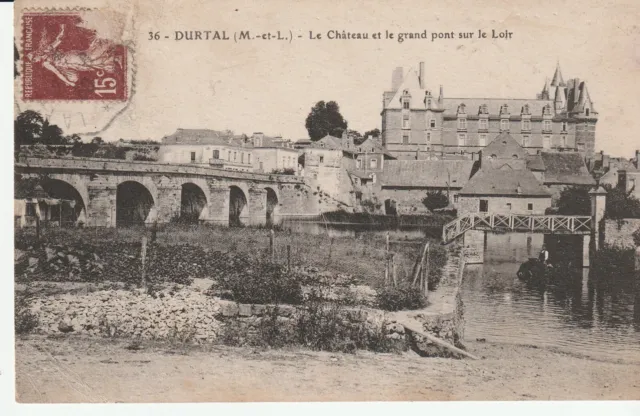Cpa Durtal Le Chateau Et Le Grand Pont Sur Le Loir
