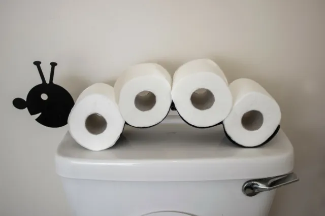 Caterpillar WC-Rollenhalter schwarz freistehend Badezimmer Stoff Papier Aufbewahrung