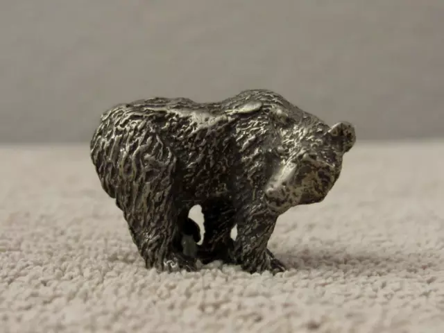 Vintage Grizzly Bear Cub Pewter Figurine Figure