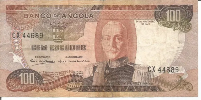 Angola  Portugal 100$00 Escudos 24/11/1972 #3