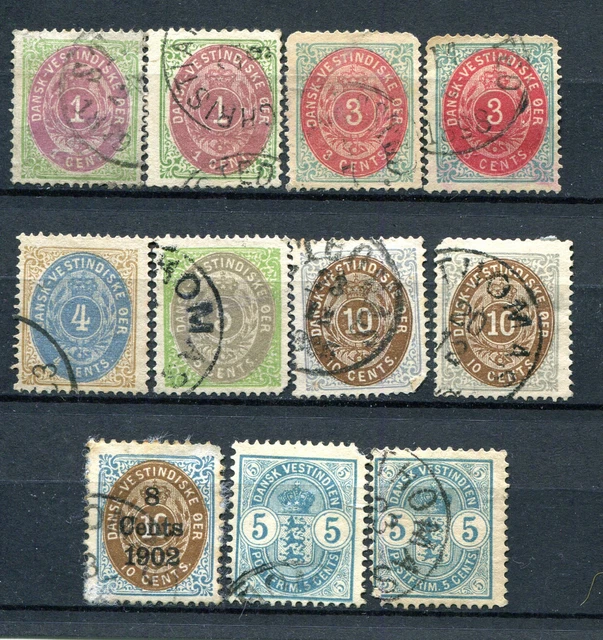 Denmark: Scott  - 11 used defective stamps / 11 stemplet frimærker med defekt.