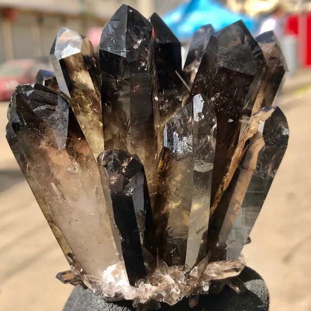 368g  New Find Black Phantom Quartz Crystal Cluster Mineral Specimen Healing 3