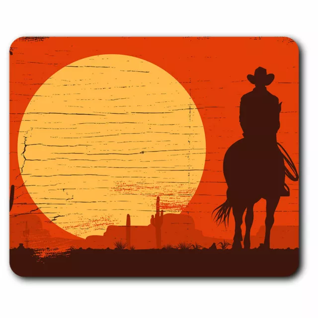 Computer Mouse Mat - Sunset Cowboy Texas Horse Office Gift #12885