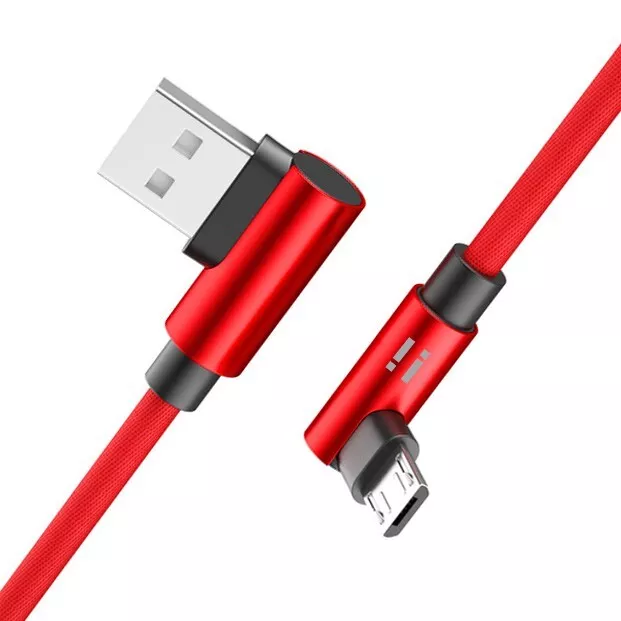 2m Nylon Gaming Micro USB Ladekabel Winkel 90 Grad Handy Smartphone für Samsung