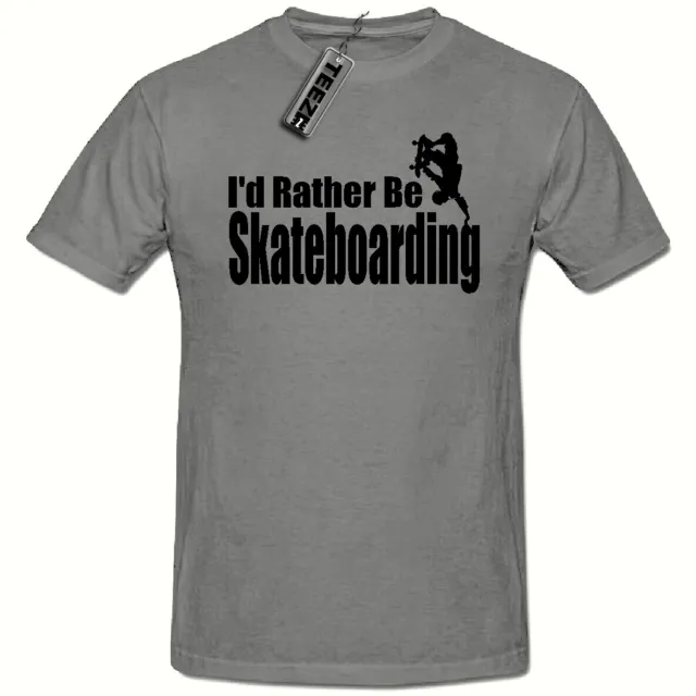 T-shirt I'd Rather Be Skateboarding, bambini, t-shirt bambini, slogan