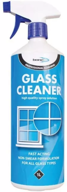 Bond It Non-Smear Glass Window & Mirror Cleaner 1 Litre Spray x 3 2