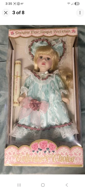 green emerald velvet dress Collector's Choice Genuine Fine Bisque Porcelain Doll – Jubilee Thrift