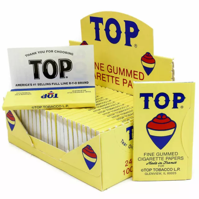 TOP Single Wide Rolling Papers - 12 PACKS - Fine Gummed RYO