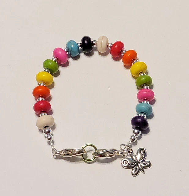 Multicolored Howlite Turquoise Beads Medical Alert ID Replacement Bracelet 6.5"