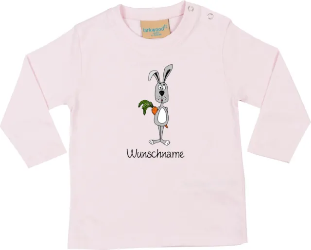 Langarm Baby/Kinder Shirt, lustige Tiere, Hase m. Name LW02104608