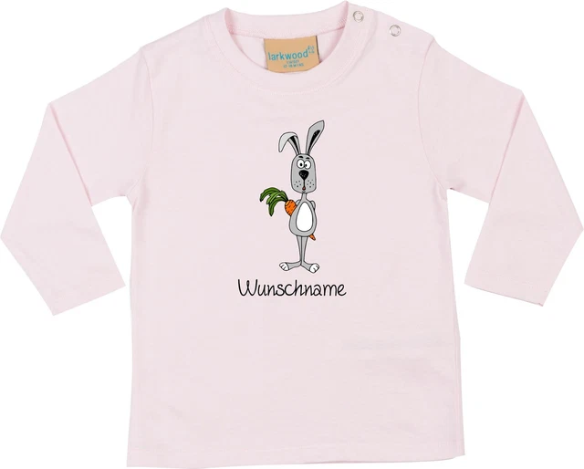 Langarm Baby/Kinder Shirt, lustige Tiere, Hase m. Name LW02104608