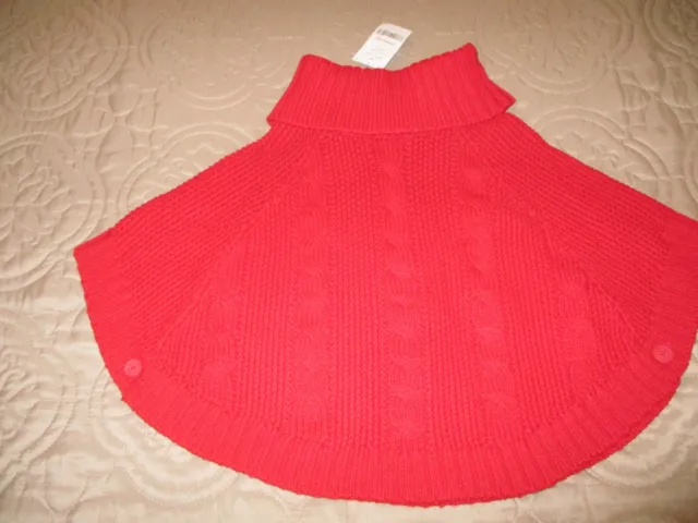 NEW Carter's Toddler Soft Turtleneck Cable Knit Poncho CB7 Red Size 3t NWT