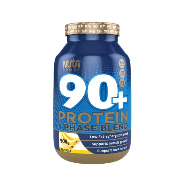 Nutrisport 90+ Protein 908g Whey Powder 1kg-All Flavours+Calorie Free Sweetener 2