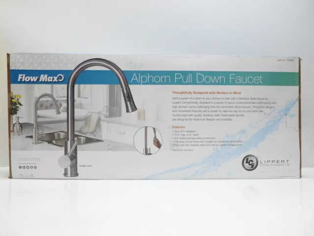 Lippert RV Pull Down Faucet Stainless Steel Flowmax Alphorn Single Lever Single