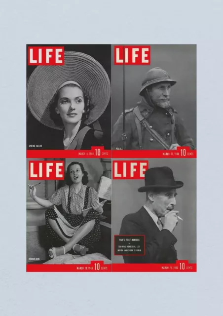 Life Magazine Lot of 4 Full Month of March 1940 4, 11, 18, 25 WWII ERA