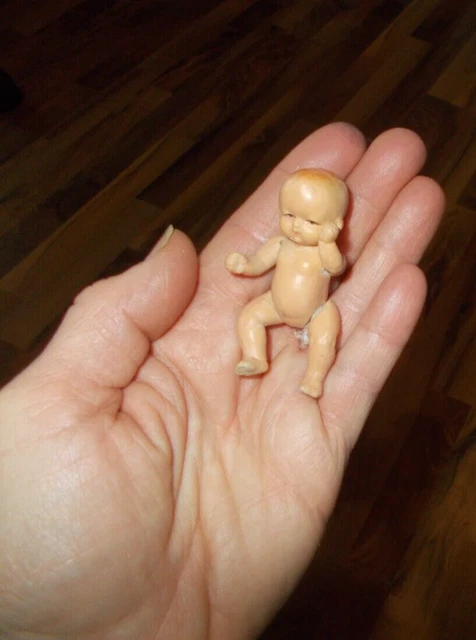 vintage antique composition miniature 2.5" doll house baby strung JAPAN FREESHIP