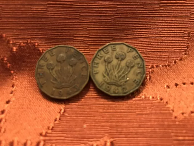 British Coins Three Pence 1940s