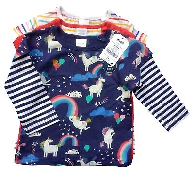 Set top per ragazze NEXT età 12 18 mesi NUOVO pacchetto da 3 magliette unicorno arcobaleno