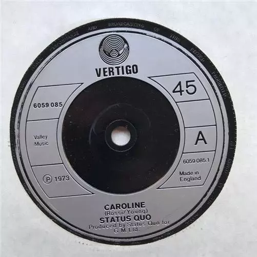 Status Quo Caroline 7" 1973 With Joanne Uk